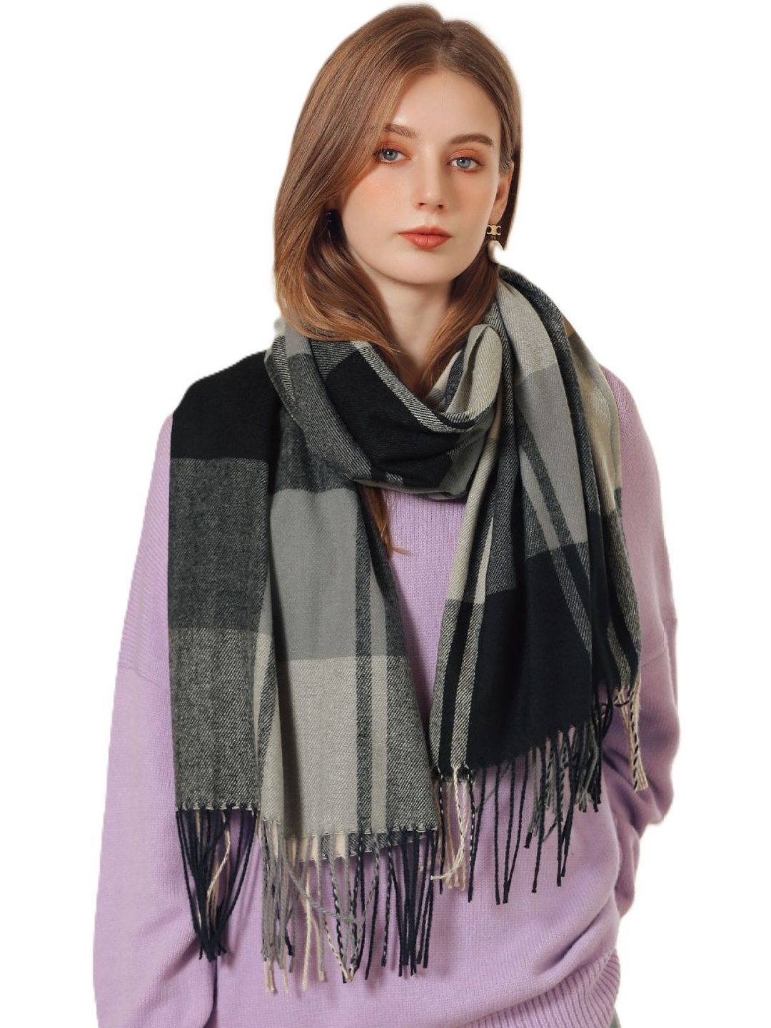 Alexvyan Women Checked Stole-picture-17