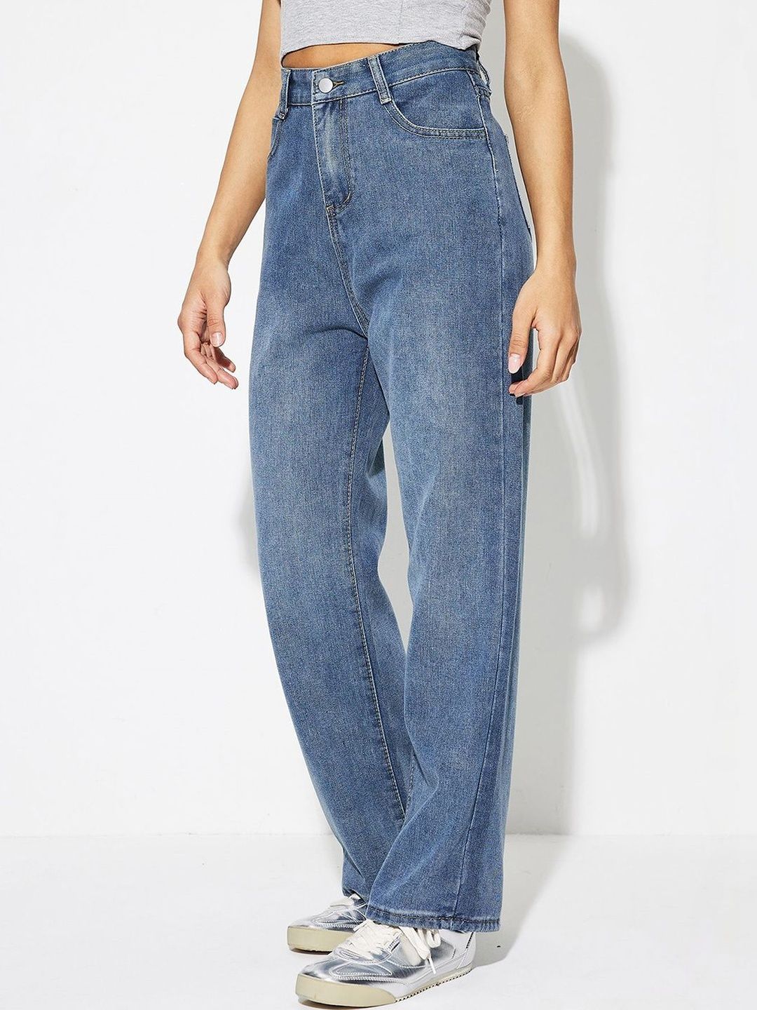 Zucchini Women Straight Fit High-Rise Light Fade Stretchable Jeans-picture-12