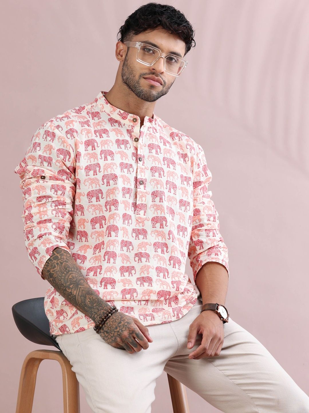 FILORI STUDIO Men Printed Indie Prints Kurta-image-1