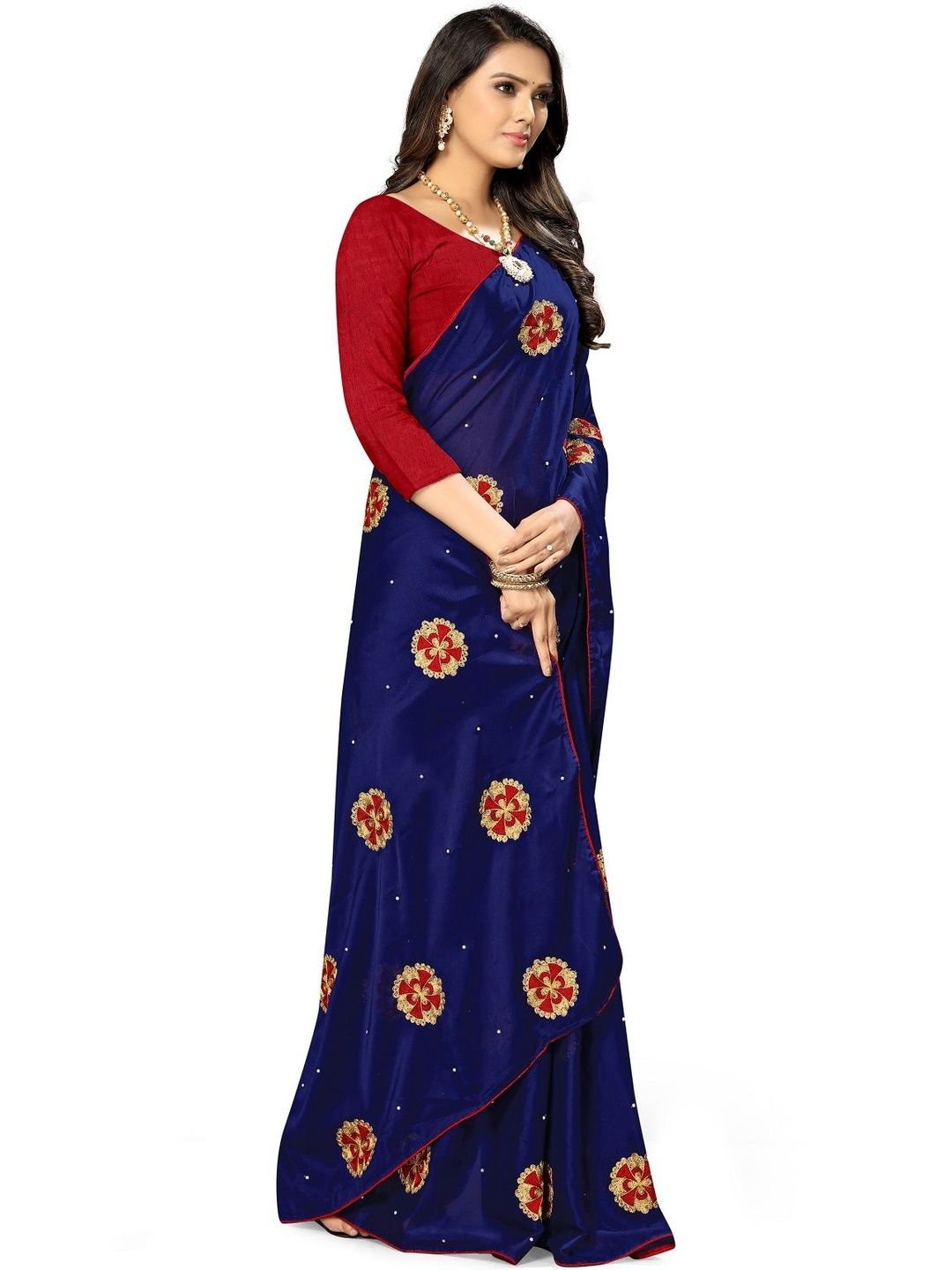 KALINI Floral Embroidered Art Silk Heavy Work Saree-picture-43