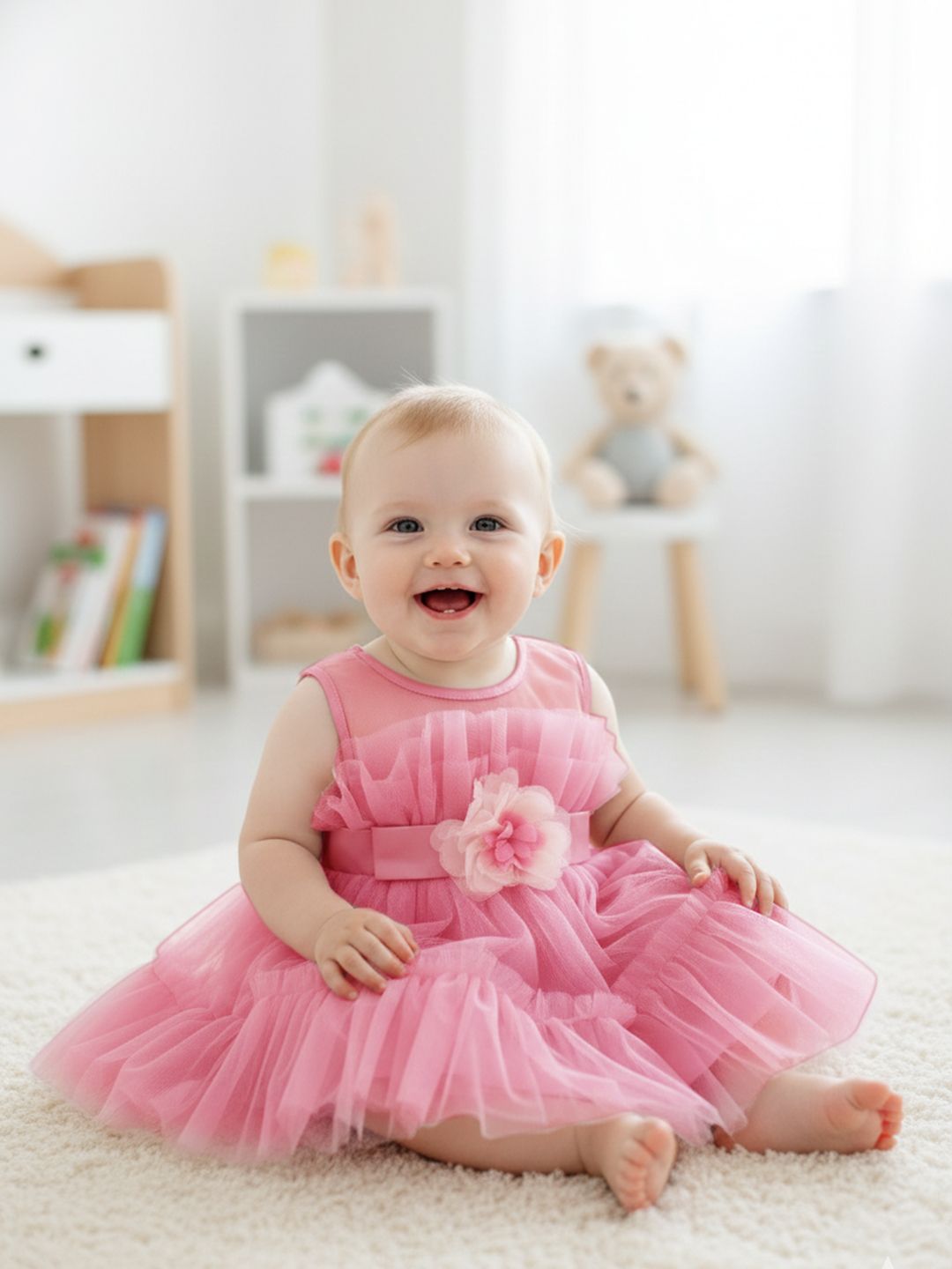 YK Infant Floral Applique Fit & Flare Party Dress-picture-9