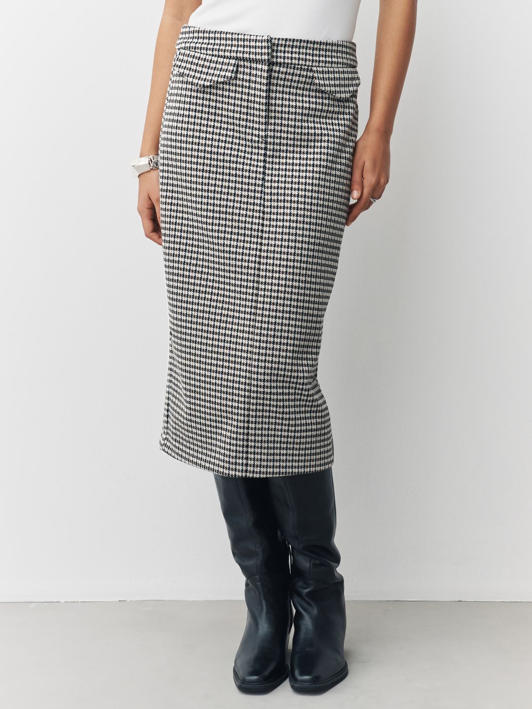 NEXT Women Houndstooth Pencil Midi Skirt
