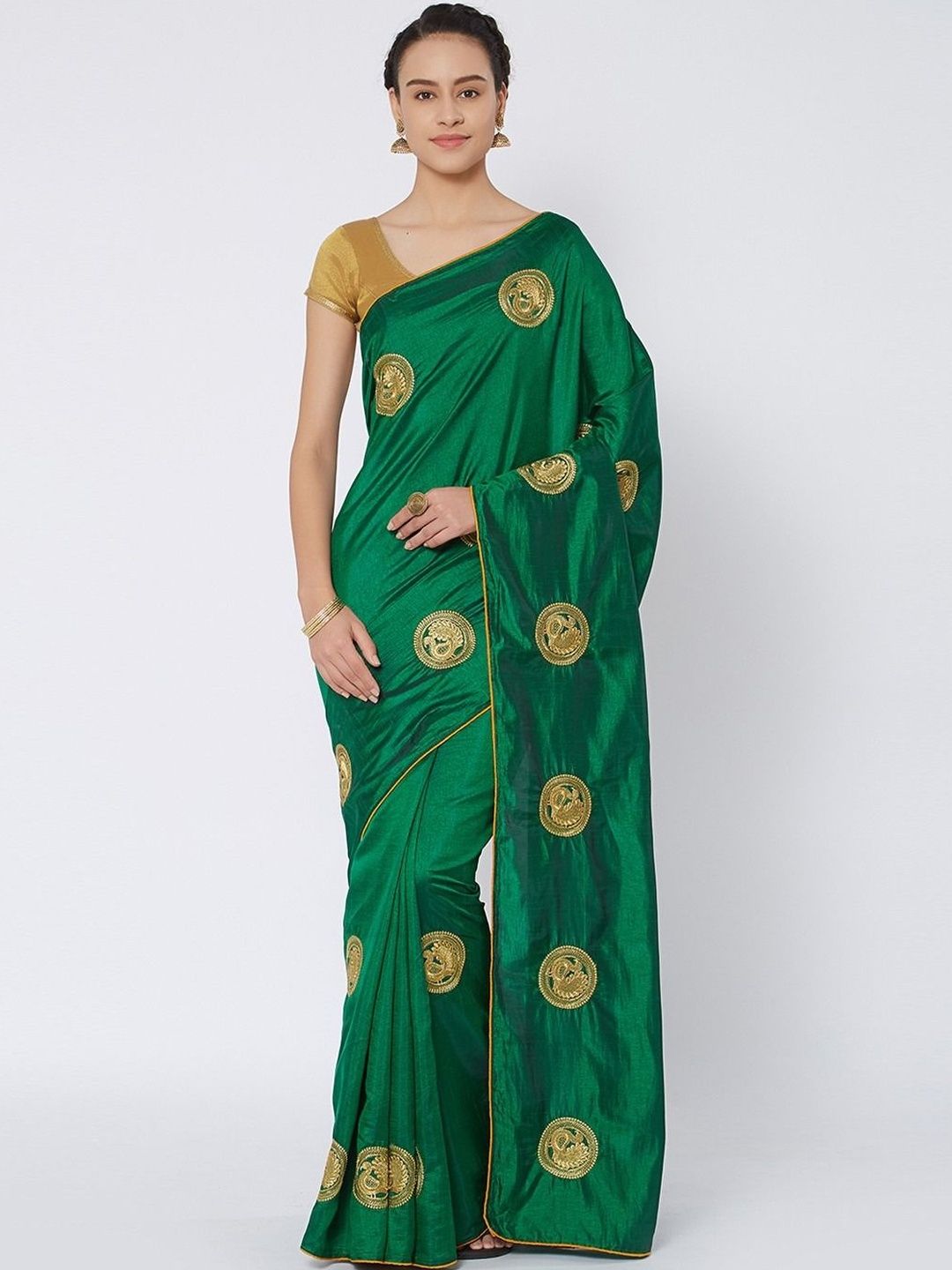 KALINI Ethnic Motifs Embroidered Art Silk Heavy Work Saree-picture-32