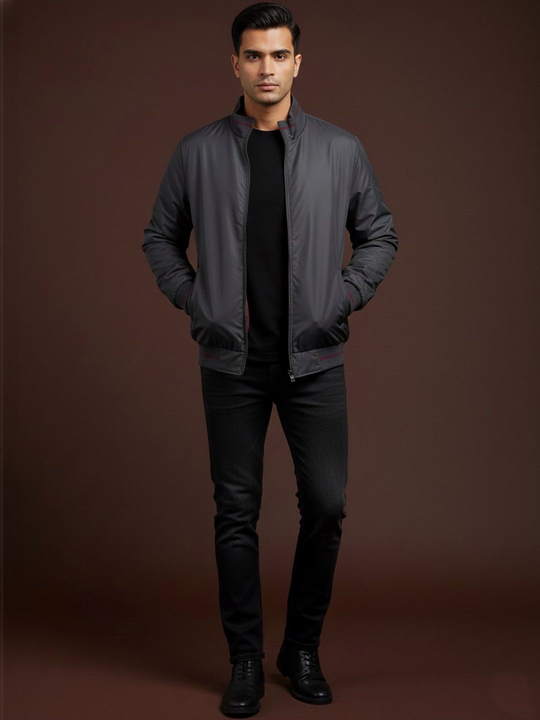 Davno Men Lightweight Bomber Jacket-image-15