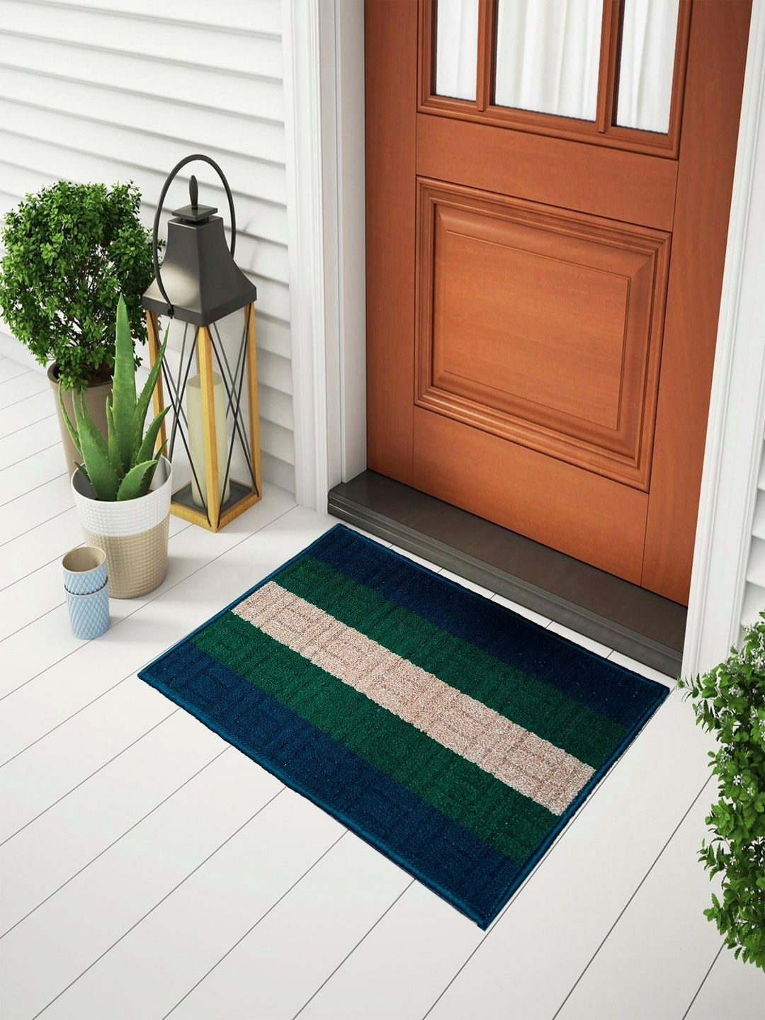 Status Blue & Green Striped Anti-Skid Doormat-picture-19