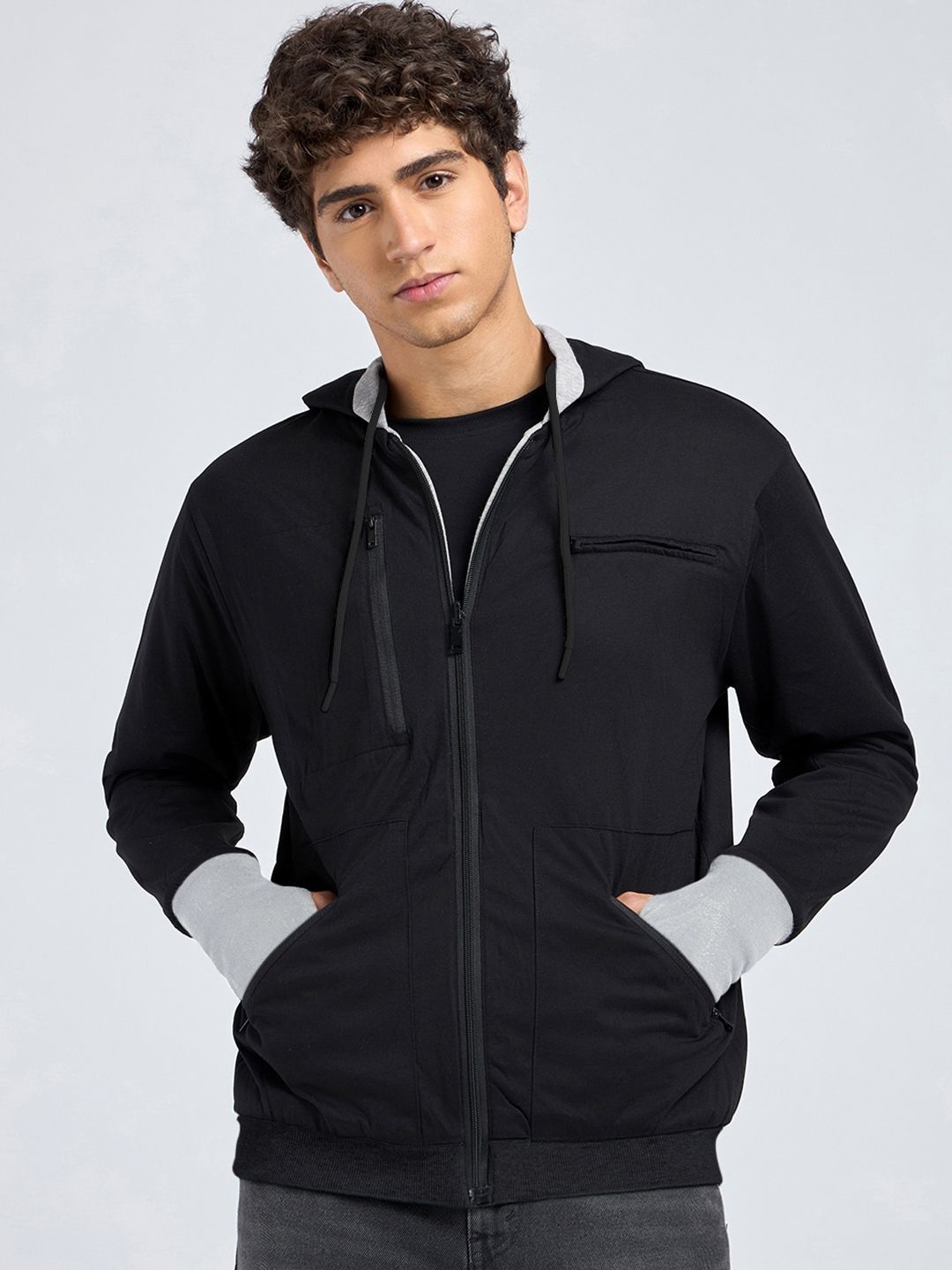 Bewakoof Men's Black Reversible Zipper Airport Hoodies-picture-20