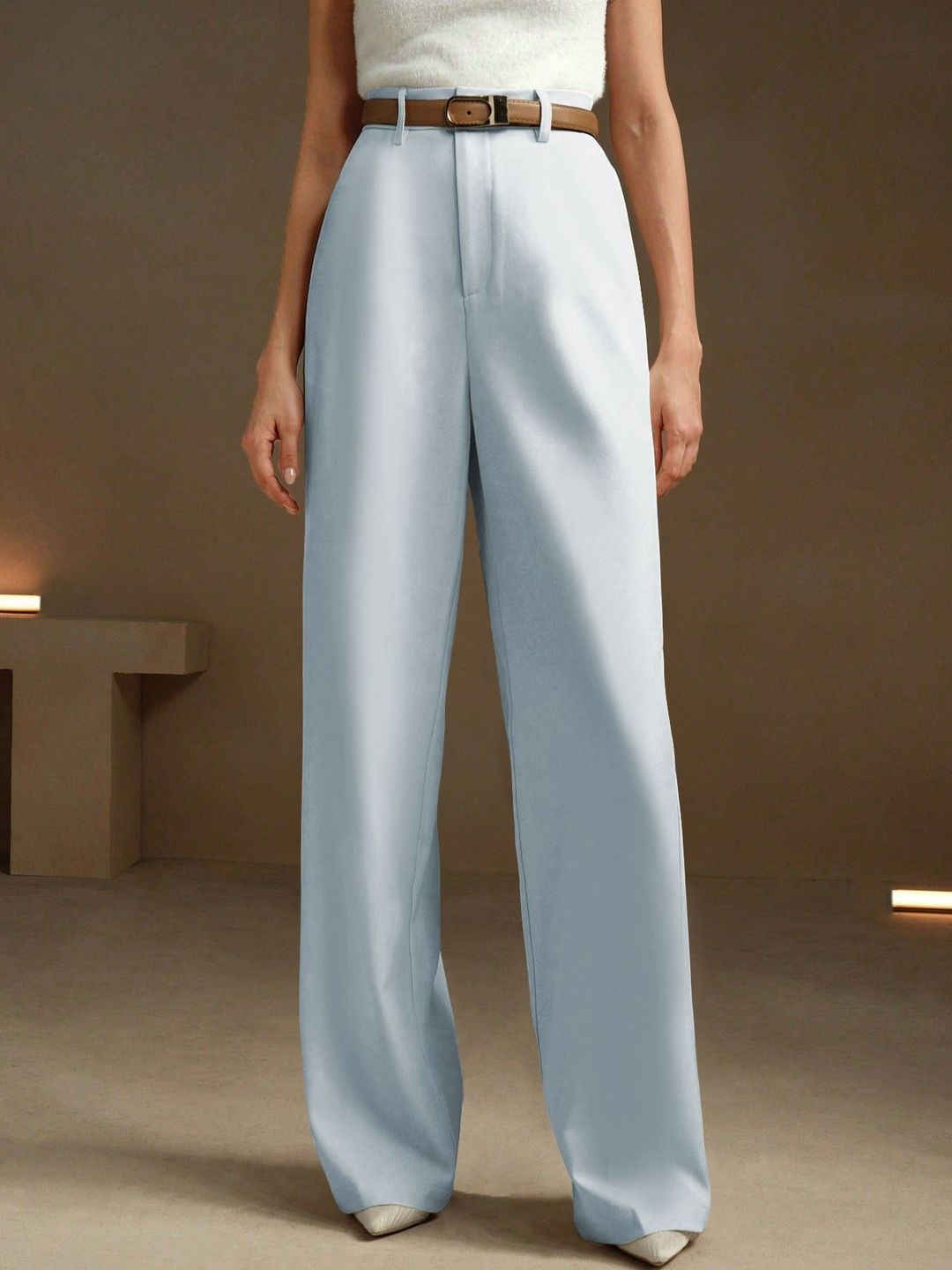 CILIMILI Women Relaxed Straight Leg High-Rise Non Iron Trousers-picture-15