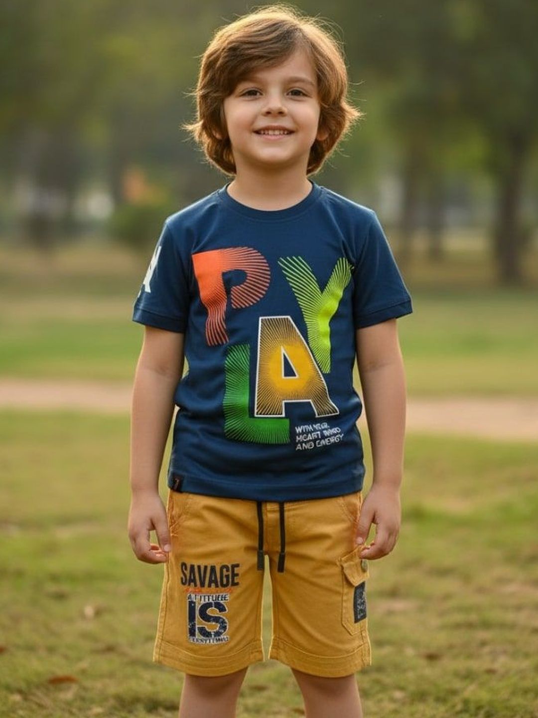 Colourspop Boys Printed T-shirt with Shorts-picture-22