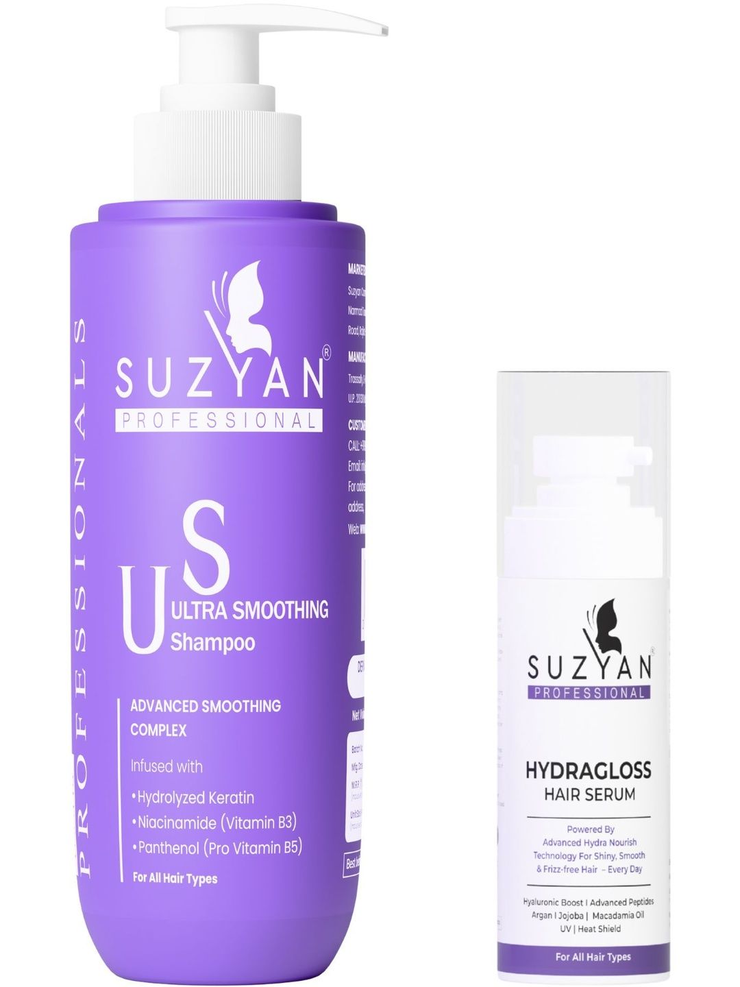 SUZYAN Set Of 2 Ultra Smoothing Shampoo 250 ml With Hydragloss Hair Serum 50 ml-picture-15