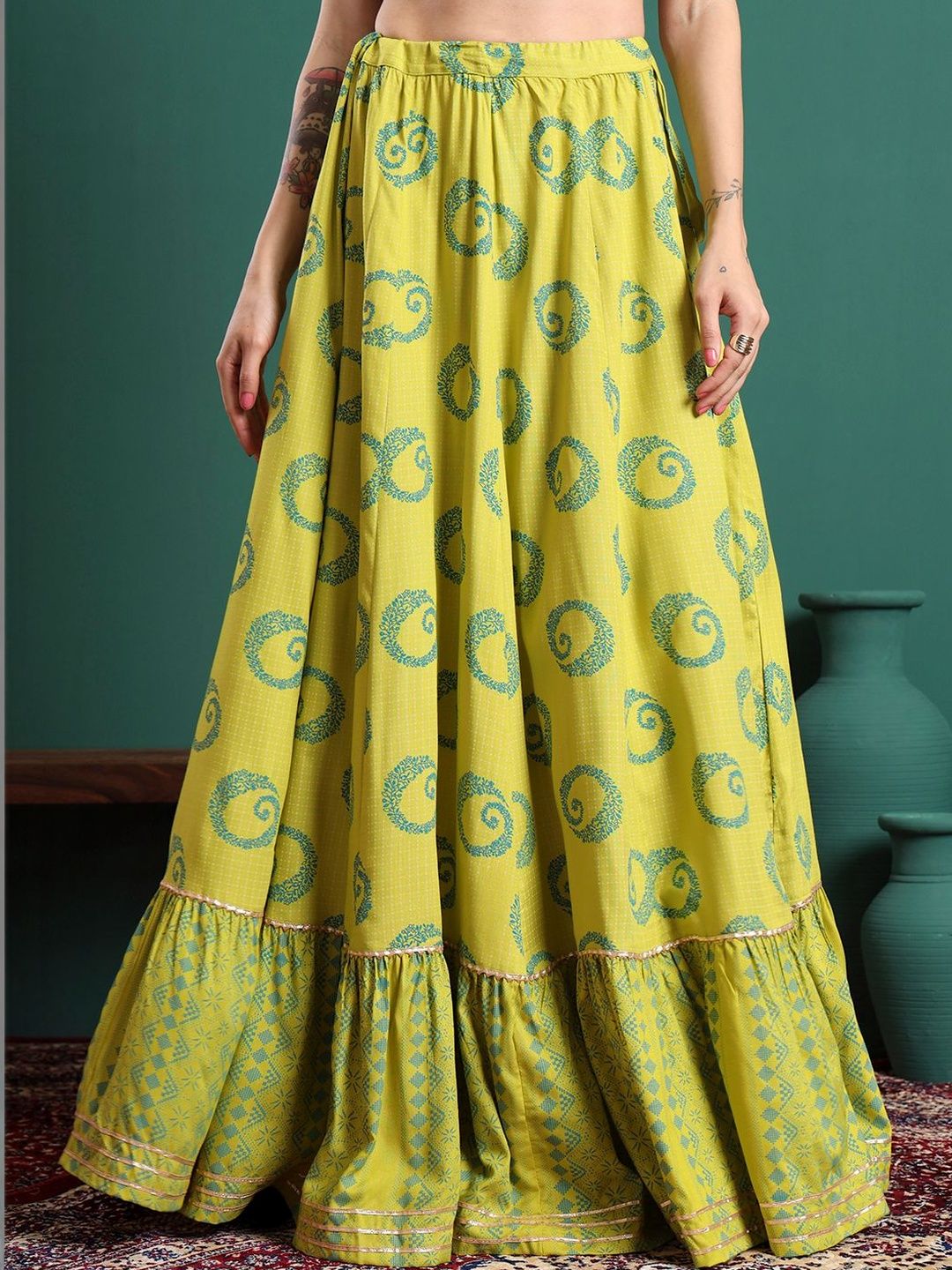 CHARMANT Printed Flared Maxi Skirts-picture-29