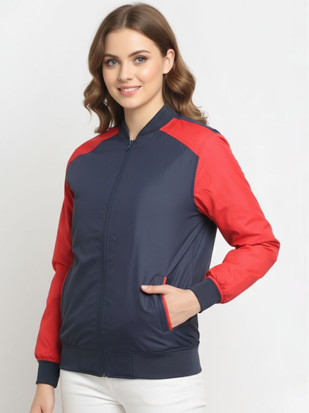 HERE&NOW Women Colourblocked Windcheater Outdoor Bomber Jacket-image-35