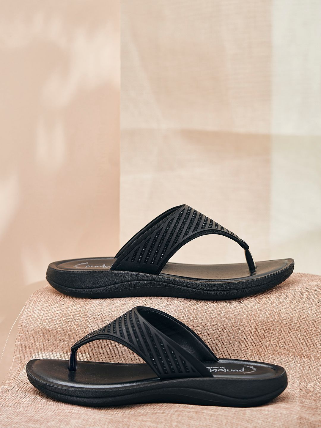 Puntoblu Women Textured Open Toe Flats-picture-11