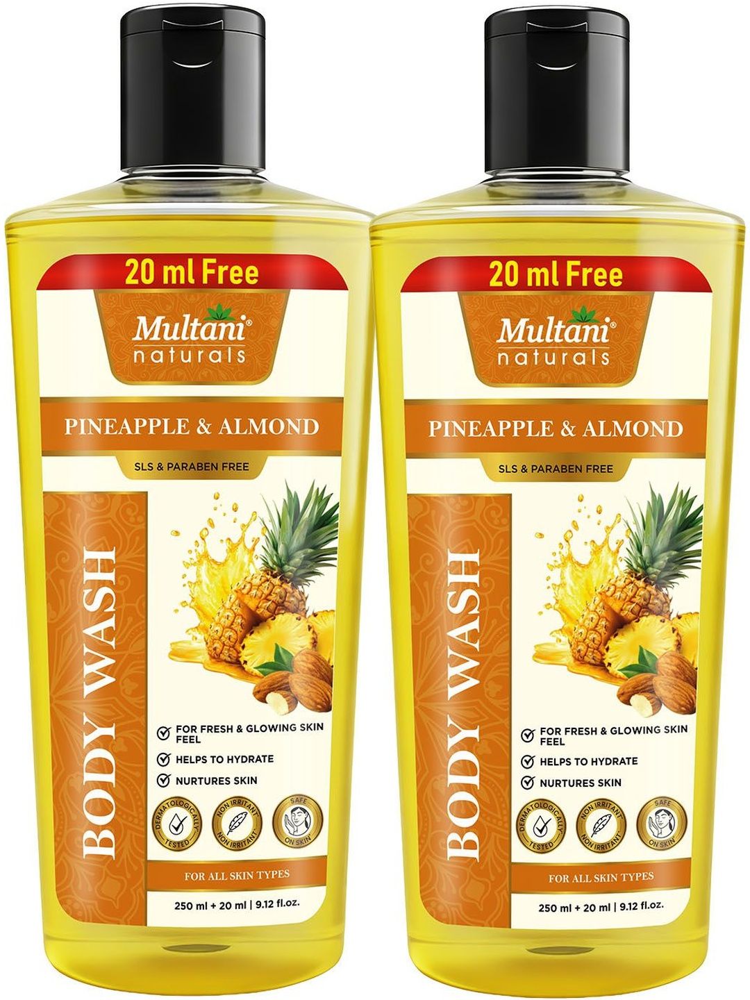 Multani Naturals Set Of 2 Pineapple & Almond Body Wash - 270 ml Each-image-10