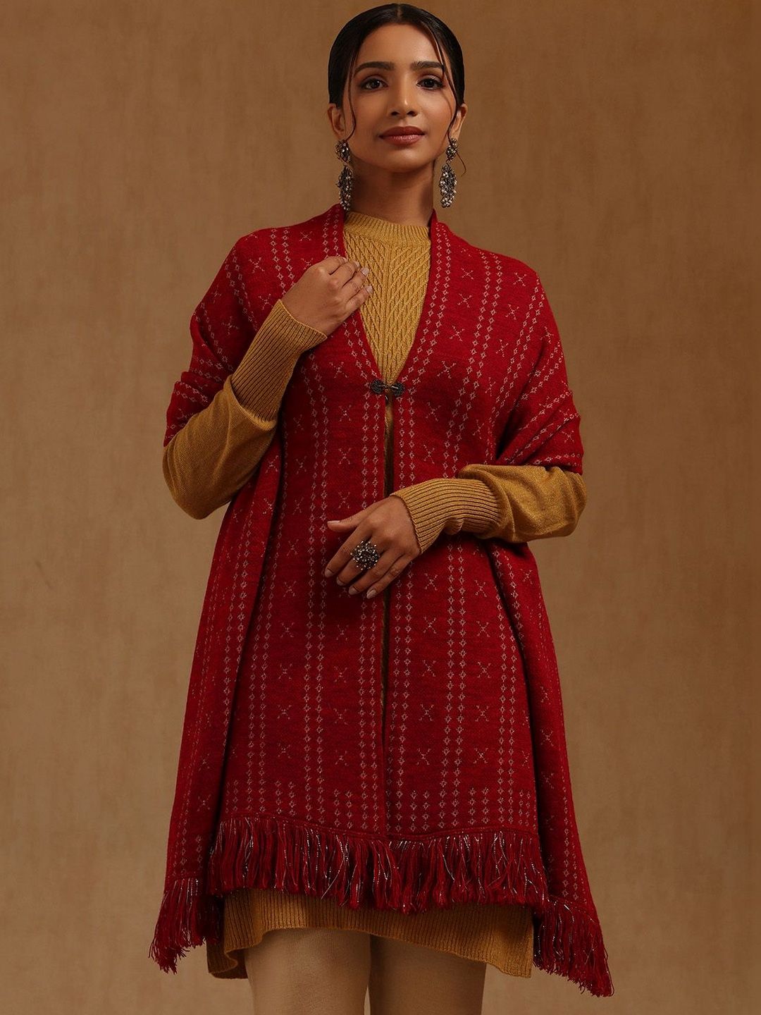 Soch Women Ethnic Motifs Woven Design Acrylic Shawl-picture-40