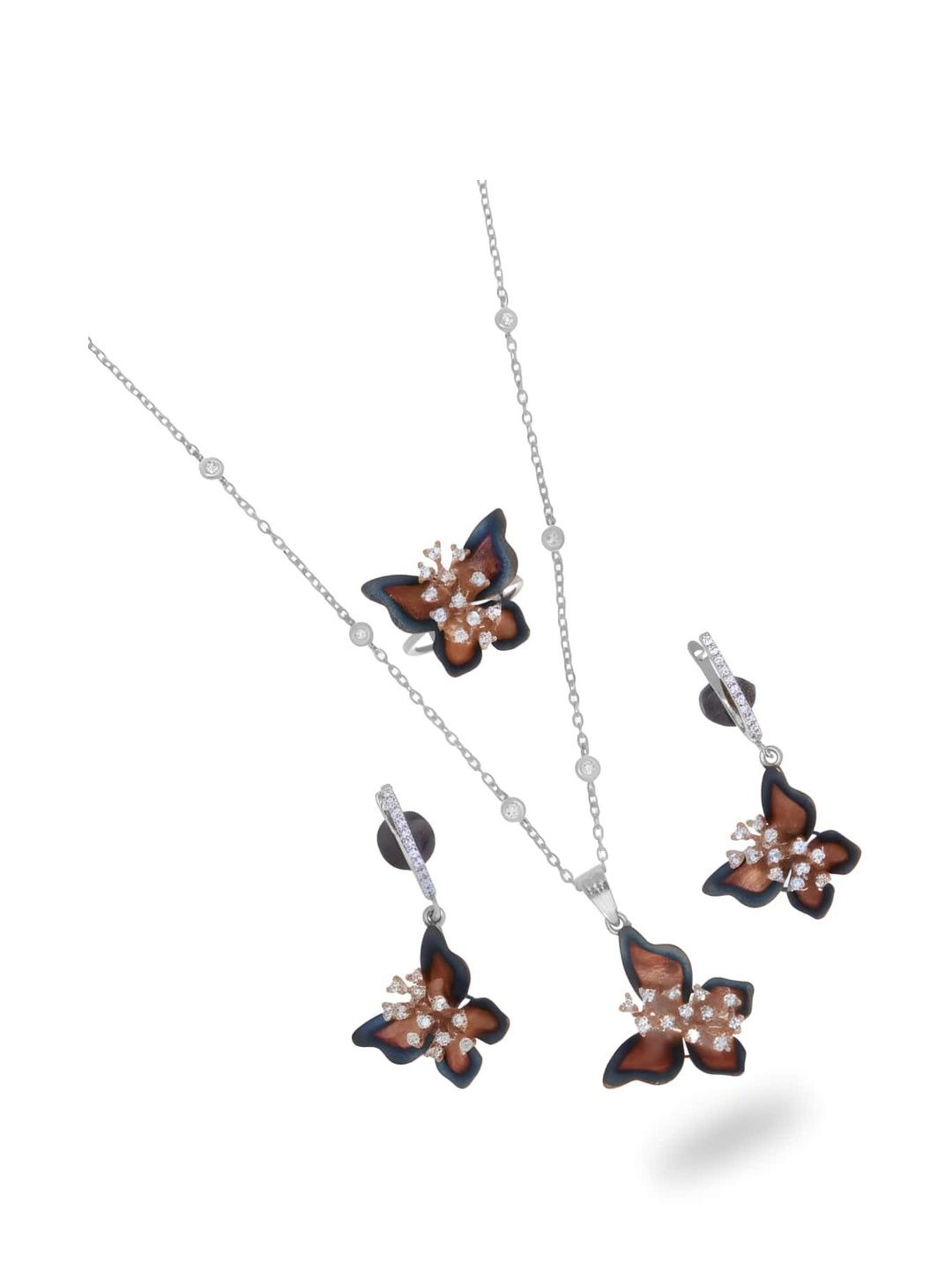 JOY & SHINE Silver-Plated Cubic Zirconia Stone-Studded Jewellery Set-picture-49