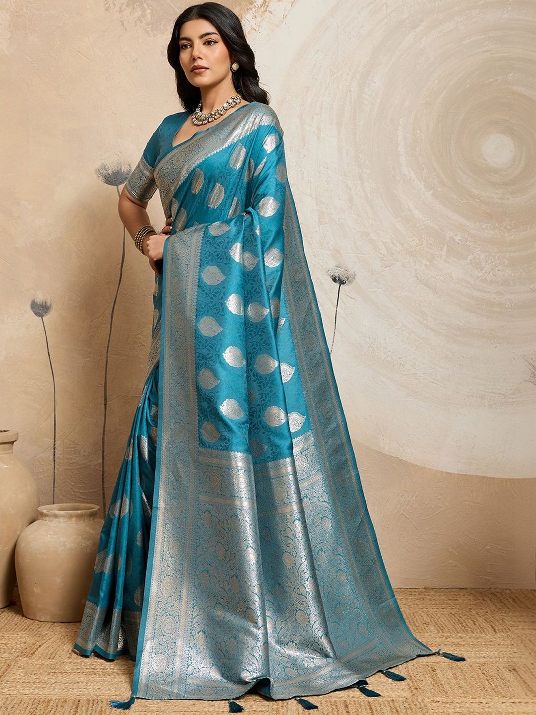 PBS PRINTS Ethnic Motifs Zari Art Silk Handloom Banarasi Saree-picture-27