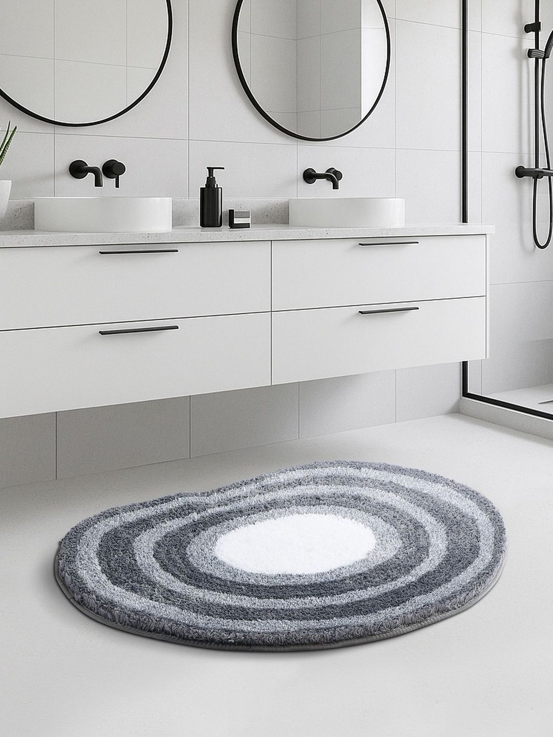 OBSESSIONS Grey & White Textured 2200 GSM Bath Rugs-picture-28