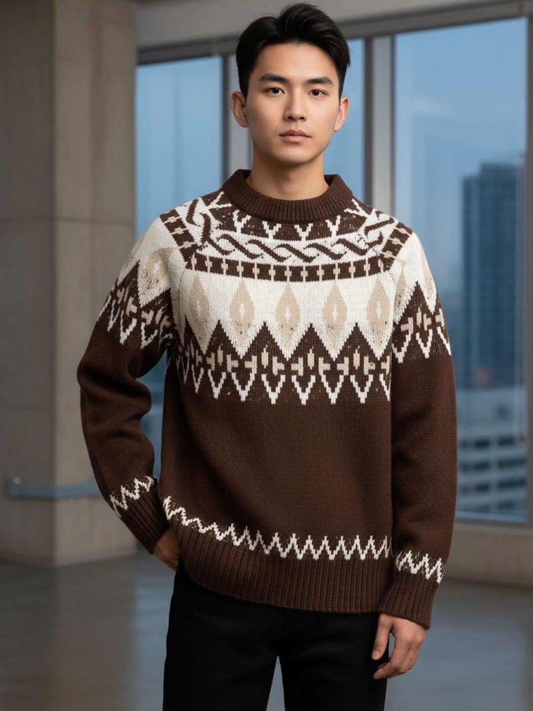 StyleCast x Revolte Men Fair Isle Printed Pullover-picture-13