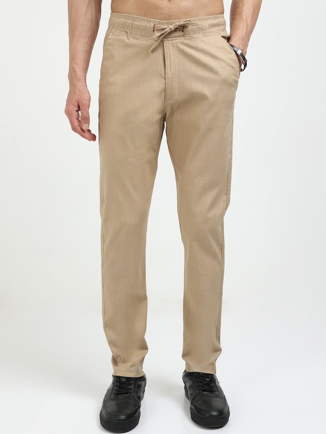 U.S. PITCHERS Men Smart Slim Fit Trousers-picture-34