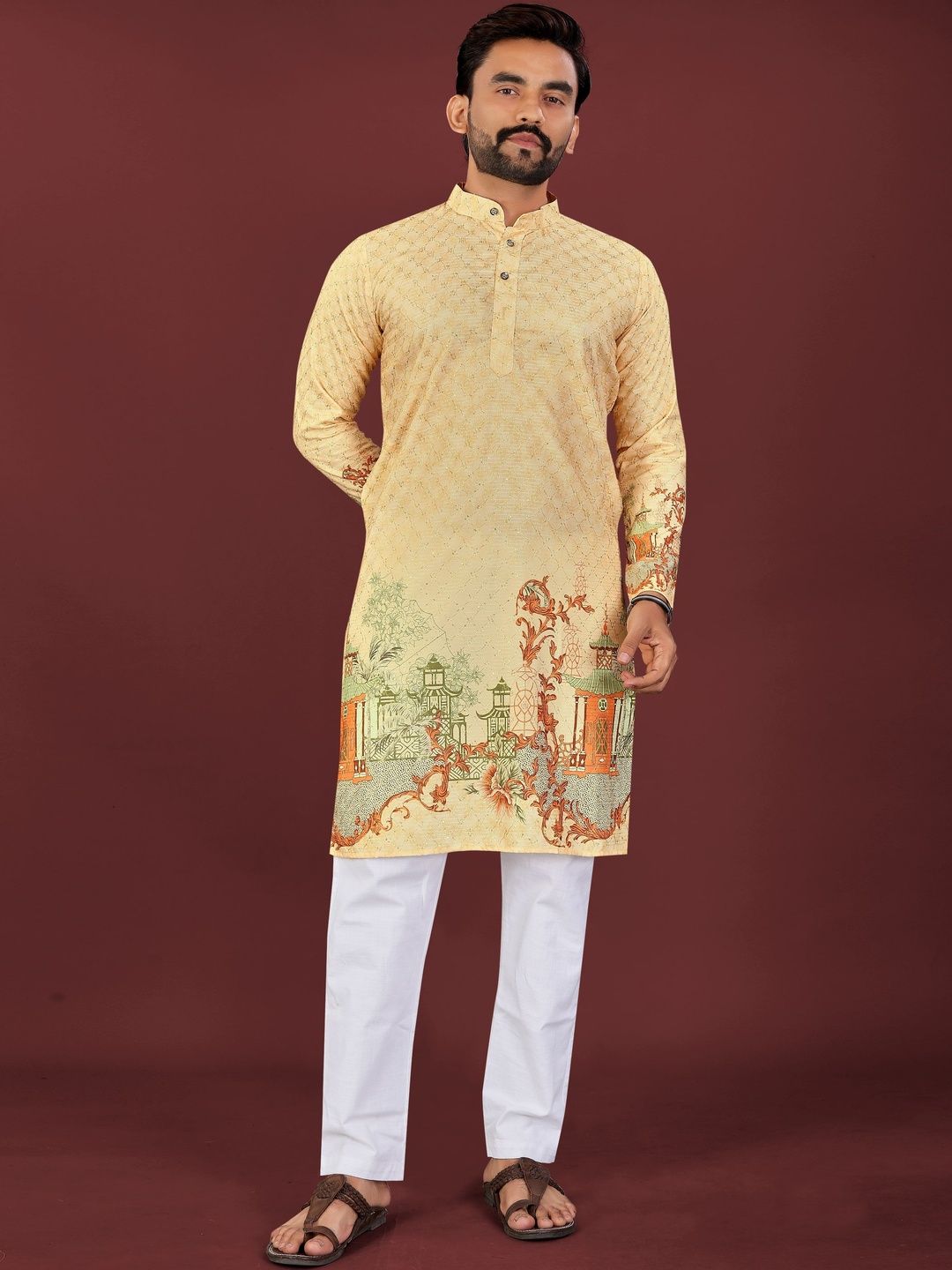 CHARLOTTE GRACIOUS Men Ethnic Motifs Printed Indie Prints Kurta-image-39