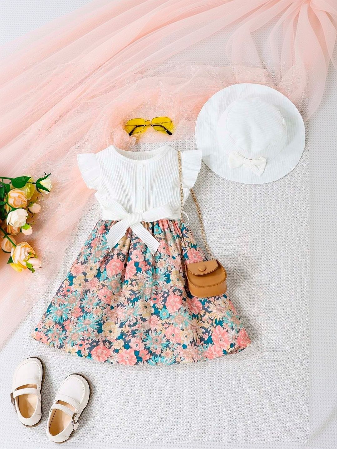 Miss & Chief Floral Print Flutter Sleeve Fit & Flare Dress-picture-26