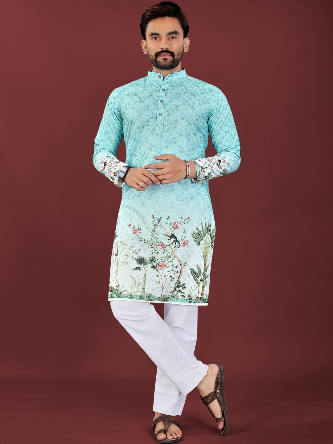 CHARLOTTE GRACIOUS Men Floral Printed Indie Florals Kurta-picture-55