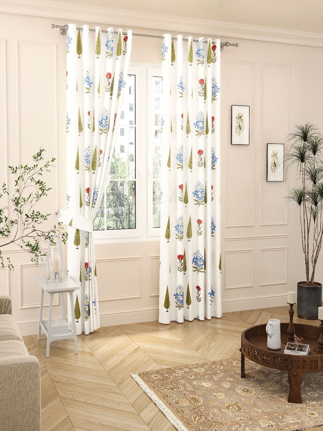 JAIPUR FABRIC Multicoloured Floral Long Door Curtain-image-47