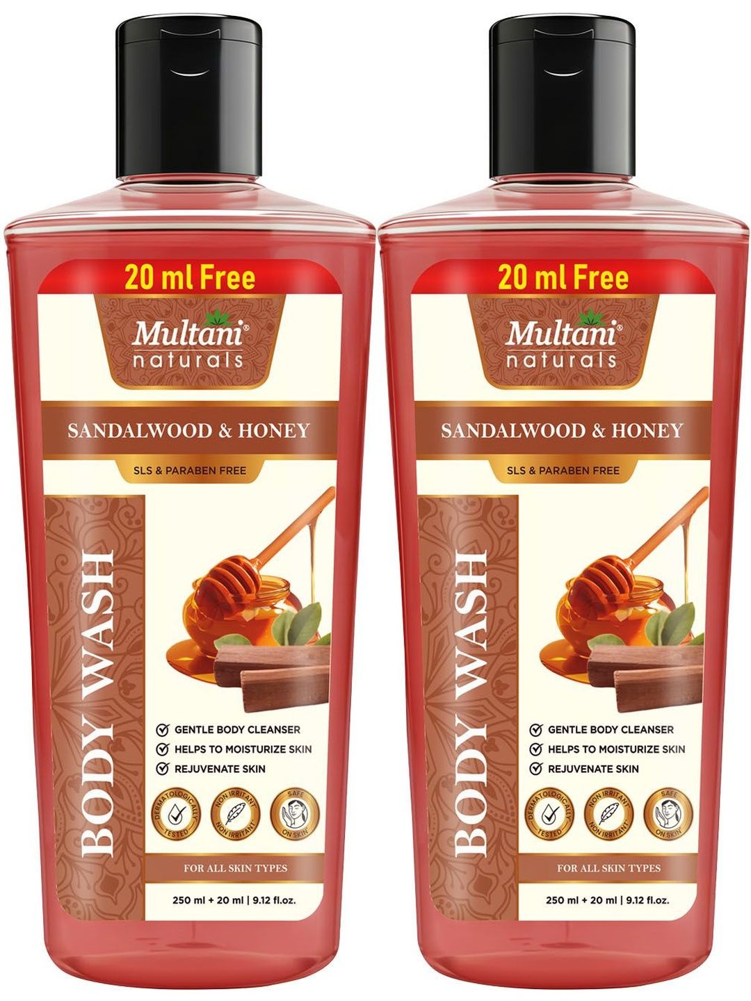Multani Naturals Set Of 2 Sandalwood & Honey Body Wash - 270 ml Each-image-49