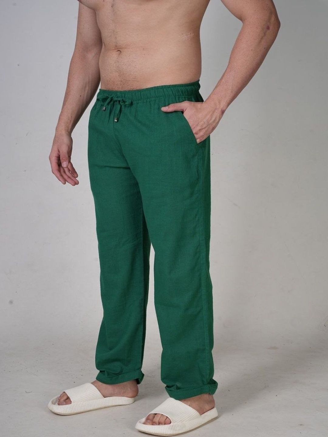 NIRMAL Cotton Mid-Rise Straight Lounge Pants-image-32