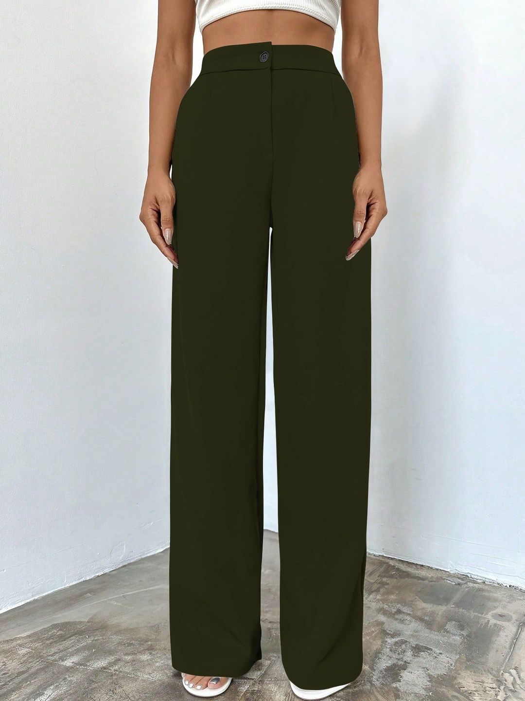 BAESD Women Relaxed Straight Leg High-Rise Non Iron Trousers-picture-26