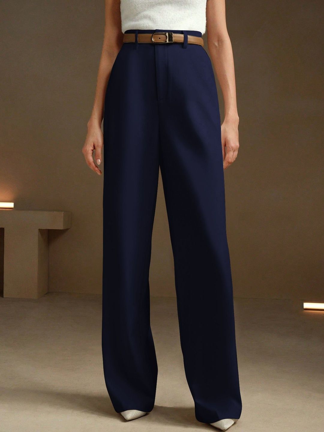 KERI PERRY Women Relaxed Straight Leg High-Rise Non Iron Trousers-picture-39