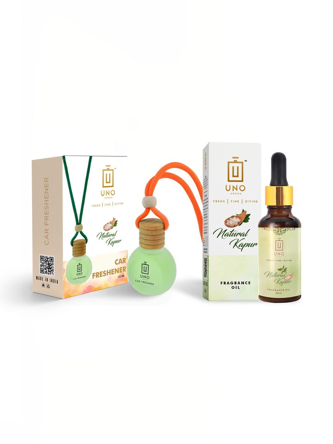 UNO AROMA Natural Kapur Car Freshener With Refill Pack - 45ml-picture-40