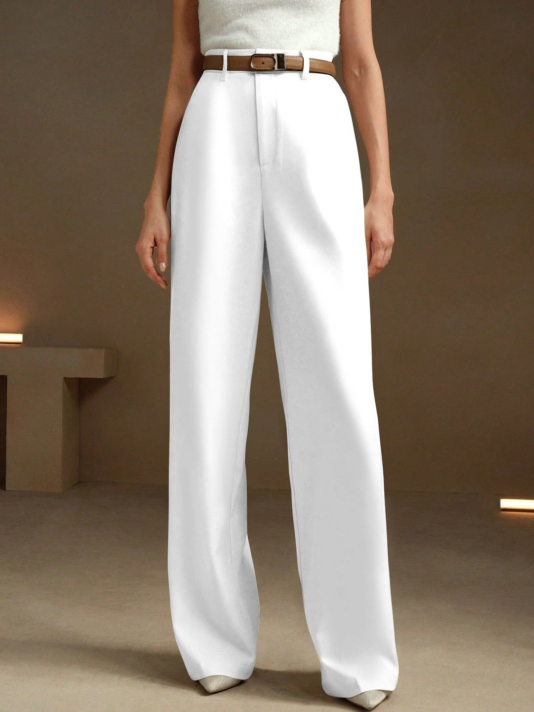 KERI PERRY Women Relaxed Straight Leg High-Rise Non Iron Trousers-picture-11