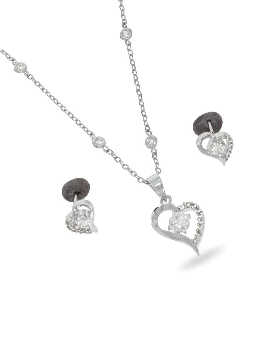 JOY & SHINE Silver-Plated Cubic Zirconia Stone-Studded Jewellery Set-picture-44