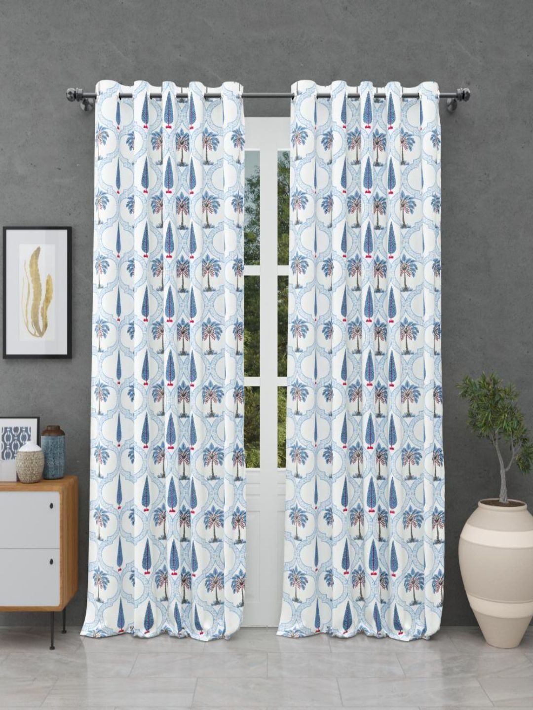 JAIPUR FABRIC Blue Ethnic Motifs Long Door Curtain-picture-27