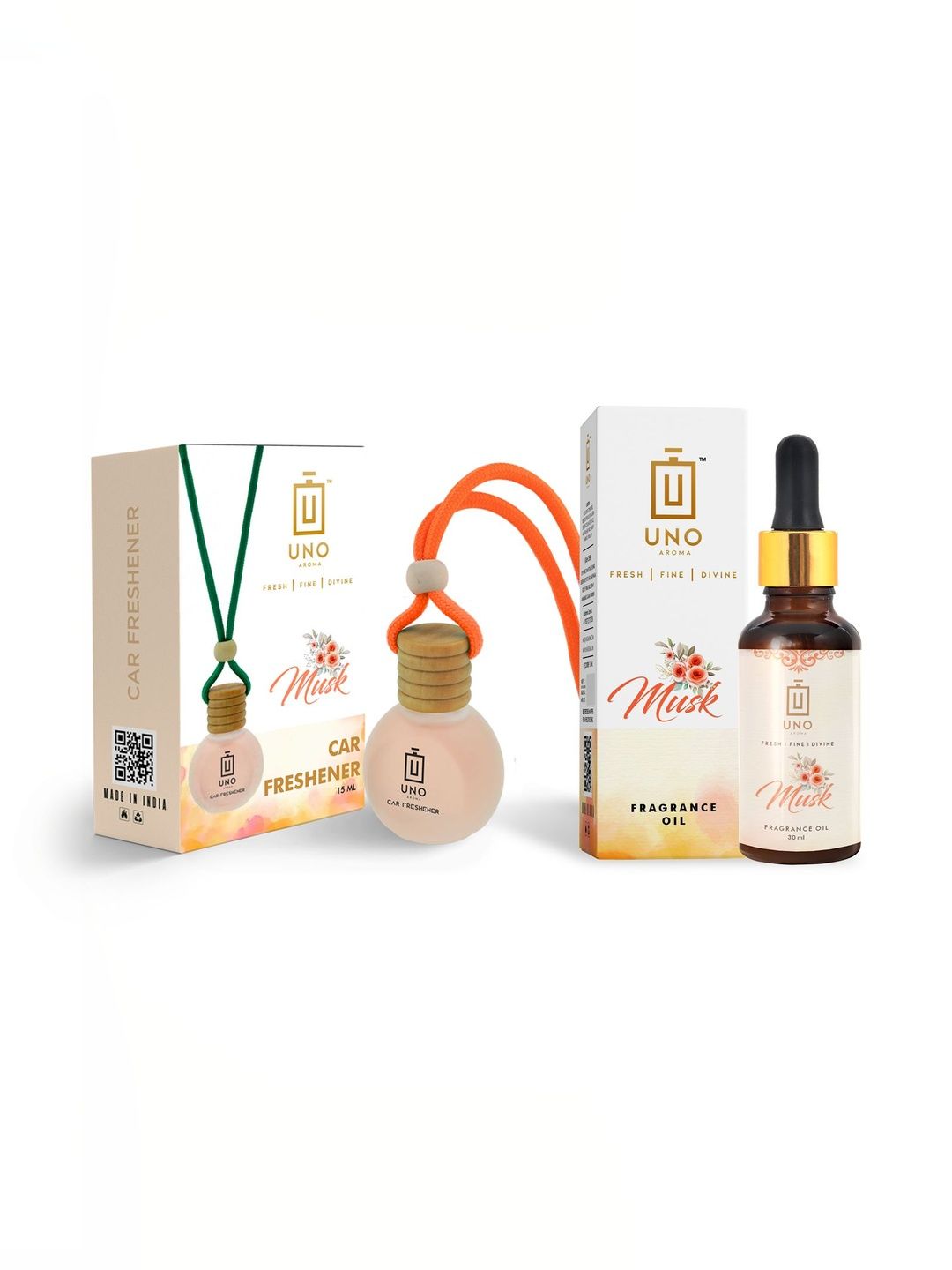 UNO AROMA Musk Car Freshener With Refill Pack - 45ml