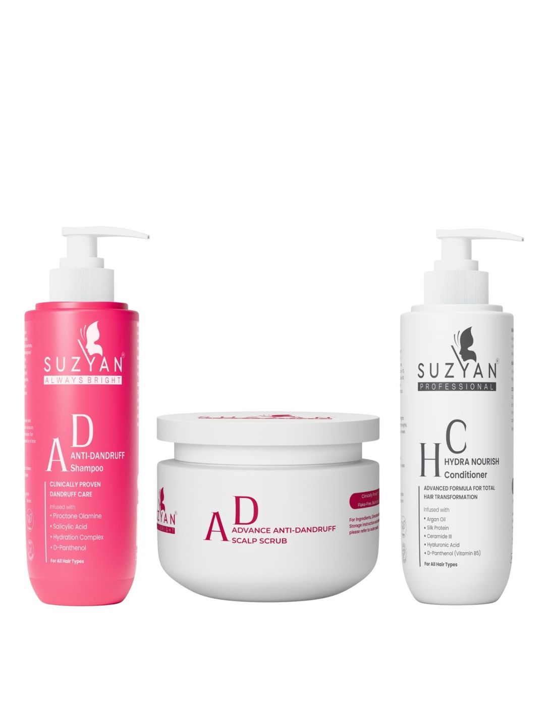 SUZYAN Set Of 3 Anti Dandruff Shampoo, Scalp Scrub & Hydra Nourish Conditioner-picture-55