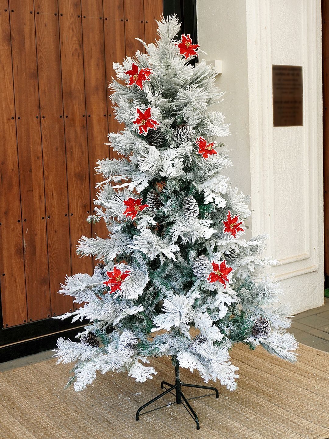Little Surprise Box LLP 5.9 Feet Tree 8 free Wired Red Poinsetta Flower Tips-picture-33