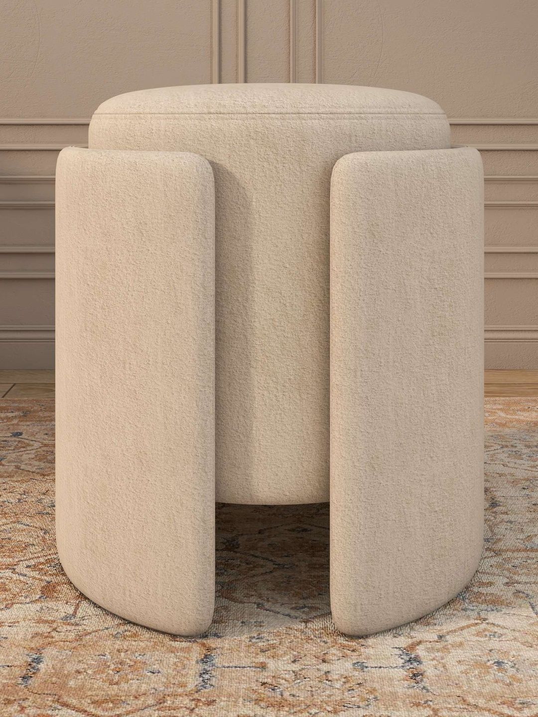 Horizontal Eight White Wood Round Ottomans-picture-17