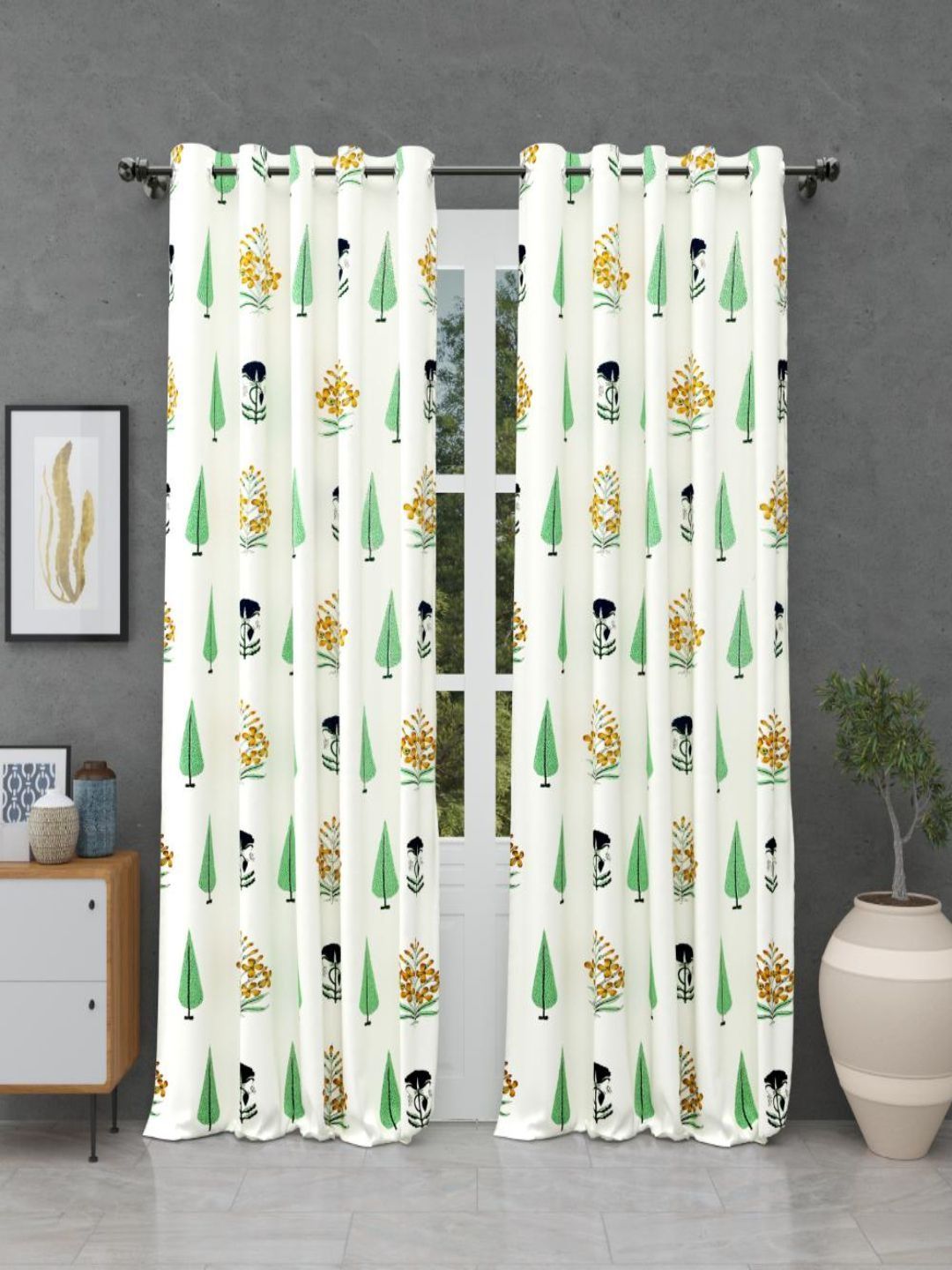 JAIPUR FABRIC Multicoloured Floral Long Door Curtain-image-7