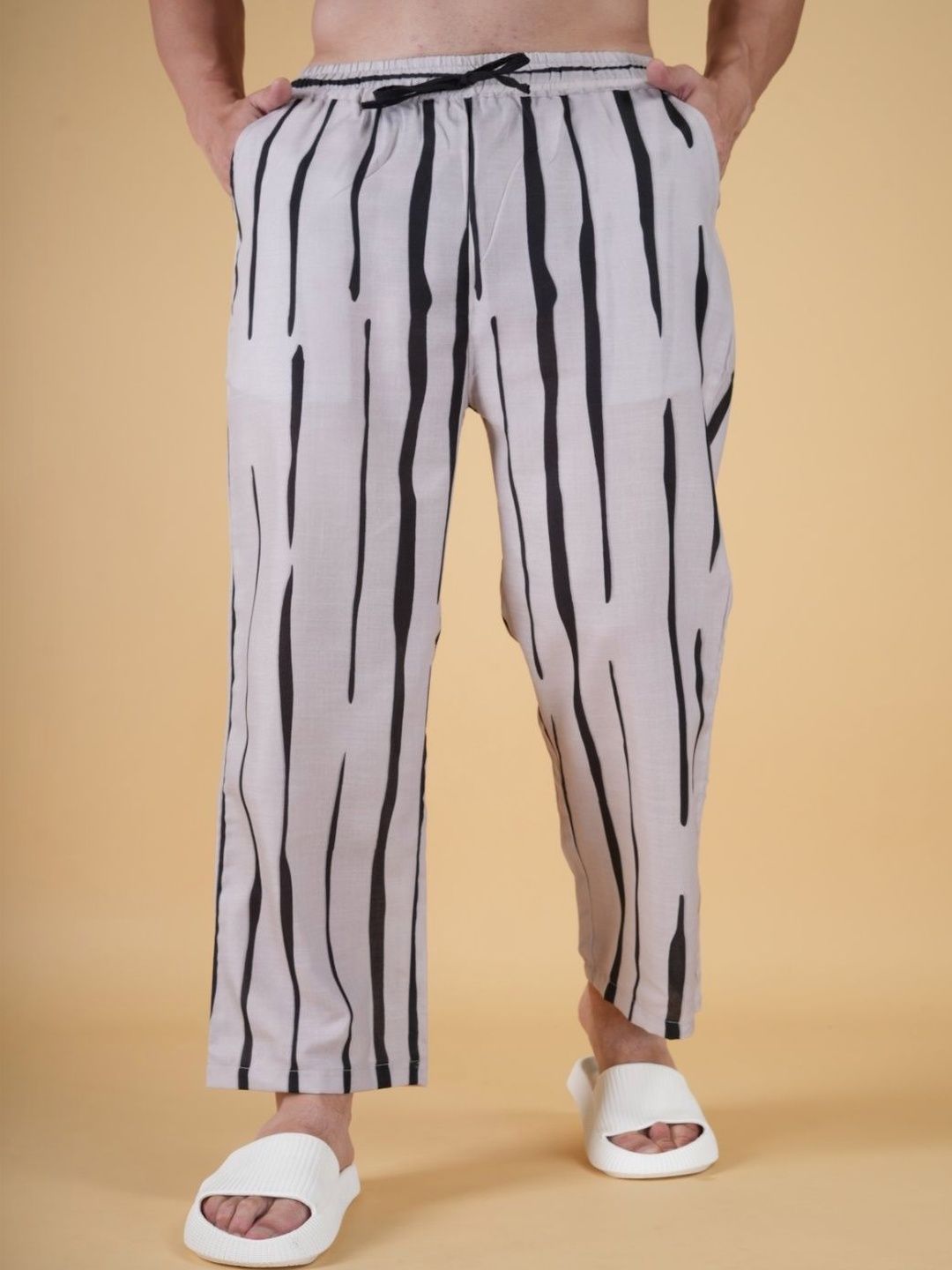 NIRMAL ONLINE Striped Mid-Rise Straight Lounge Pants-image-23