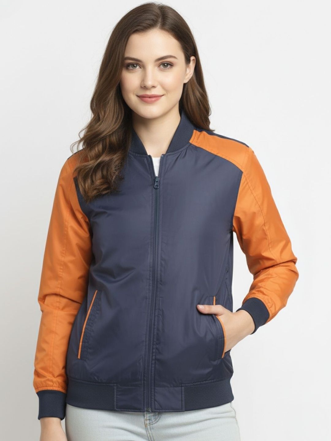 HERE&NOW Women Colourblocked Lightweight Bomber Jacket-picture-58