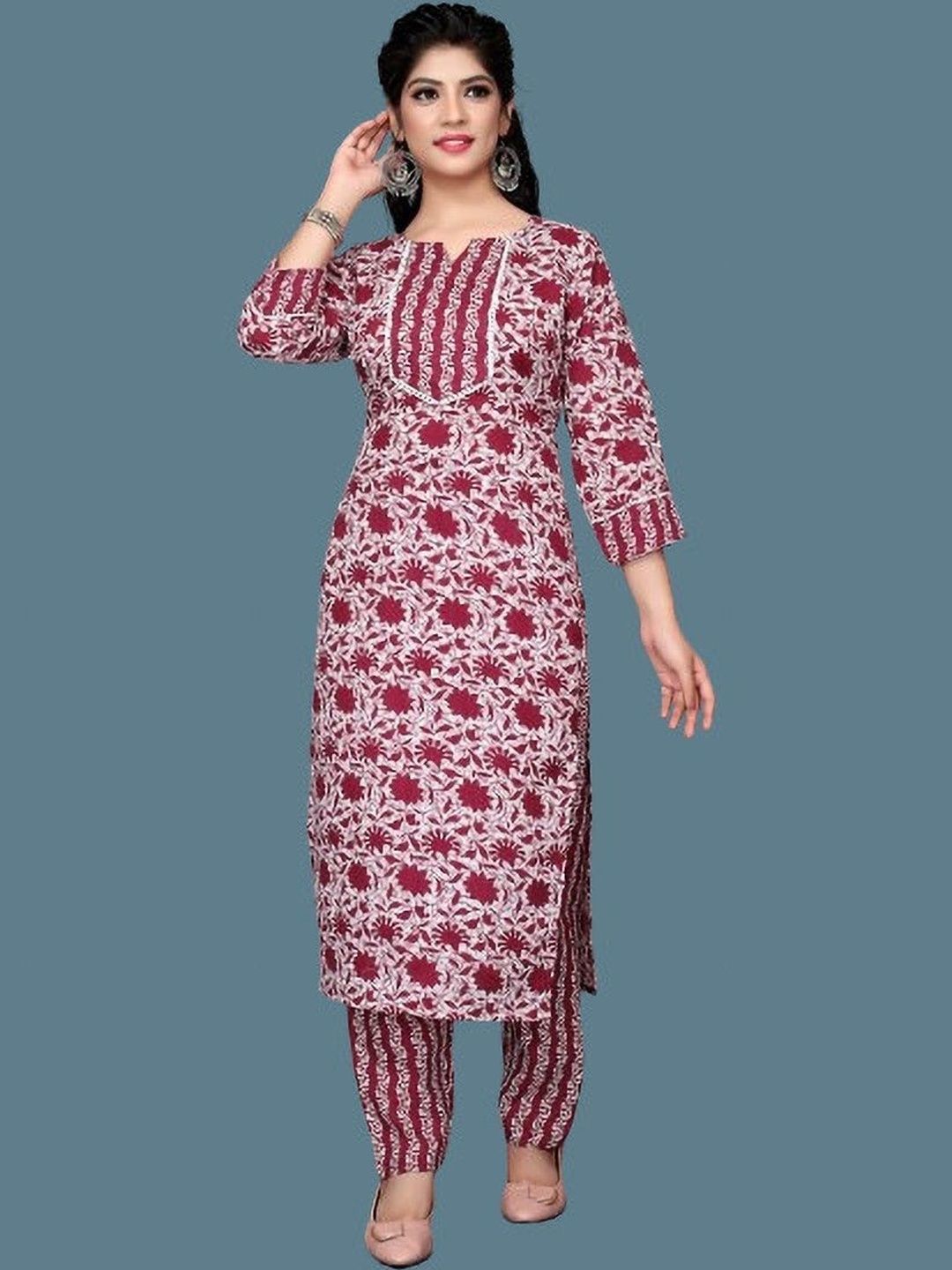 JIYAAN CREATION Women Floral Printed Regular Kurta with Trousers-picture-40