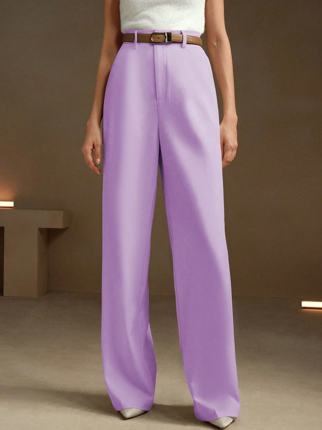 CILIMILI Women Relaxed Straight Leg High-Rise Non Iron Trousers-picture-56