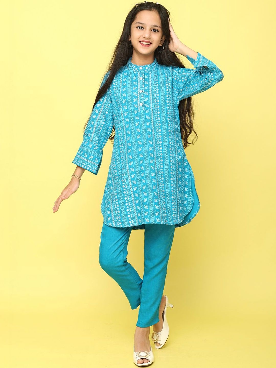 Sangria Girls Printed Kurti & Trousers-picture-47