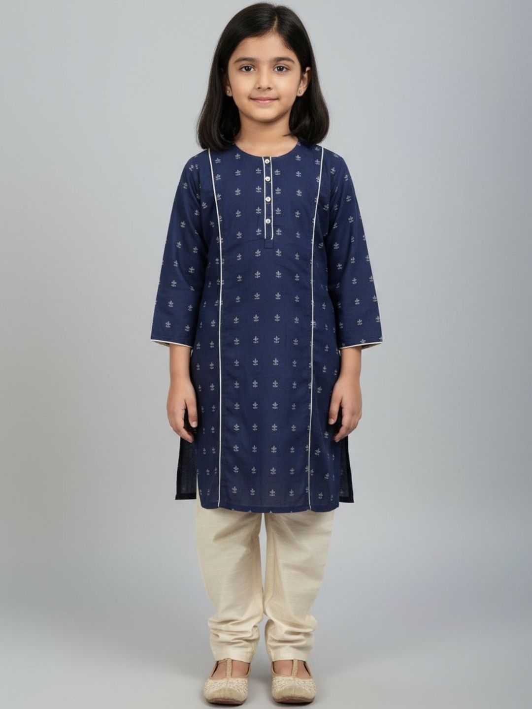 Biglilpeople Girls Ethnic Motifs Printed Regular Kurta with Pyjamas-picture-30