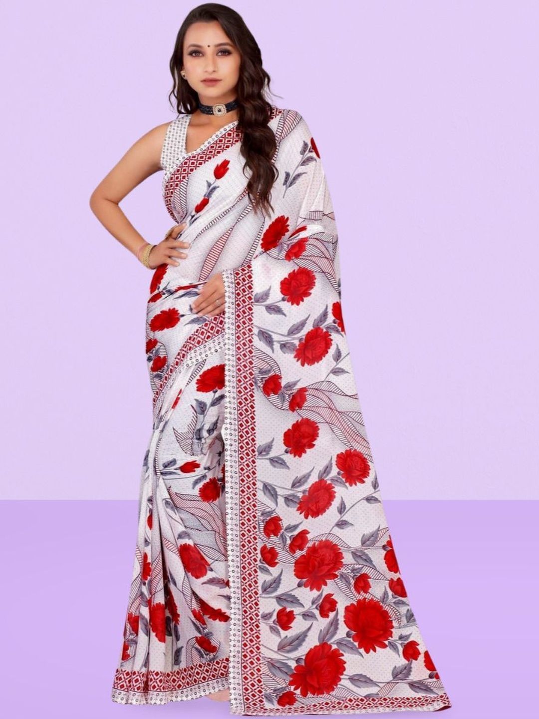 Vibhagyaa Floral Pure Chiffon Saree-picture-31