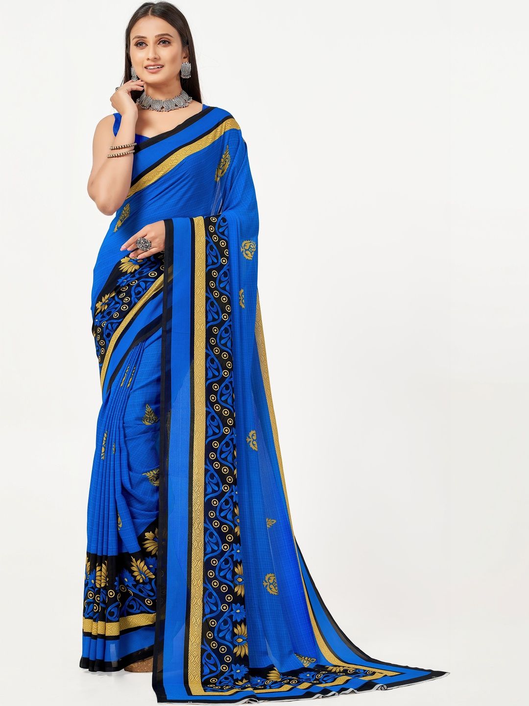 Vibhagyaa Ethnic Motifs Poly Georgette Saree-picture-50