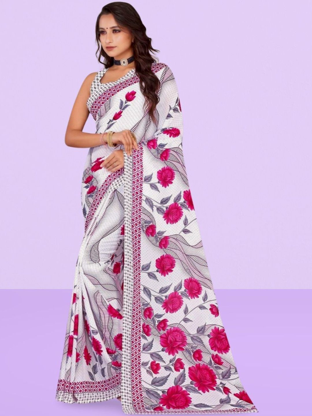 Vibhagyaa Floral Poly Georgette Saree-picture-47