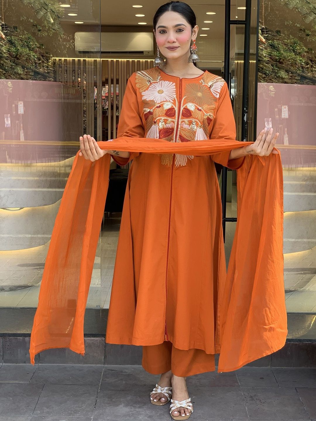 LeeliPeeri Designer Women Ethnic Motifs Embroidered Regular Thread Work Kurta with Trousers & With Dupatta-picture-11